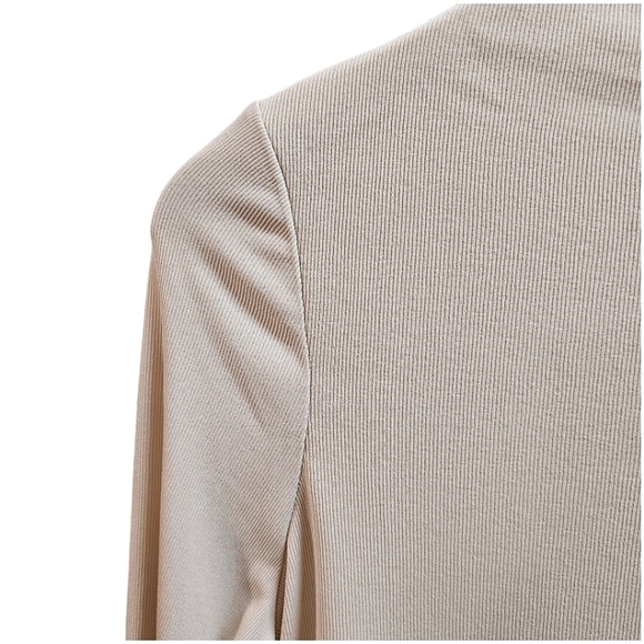 Who What Wear Collection Cream Mock Turtleneck Sweater Size XL Ribbed Stretchy - Picture 5 of 9